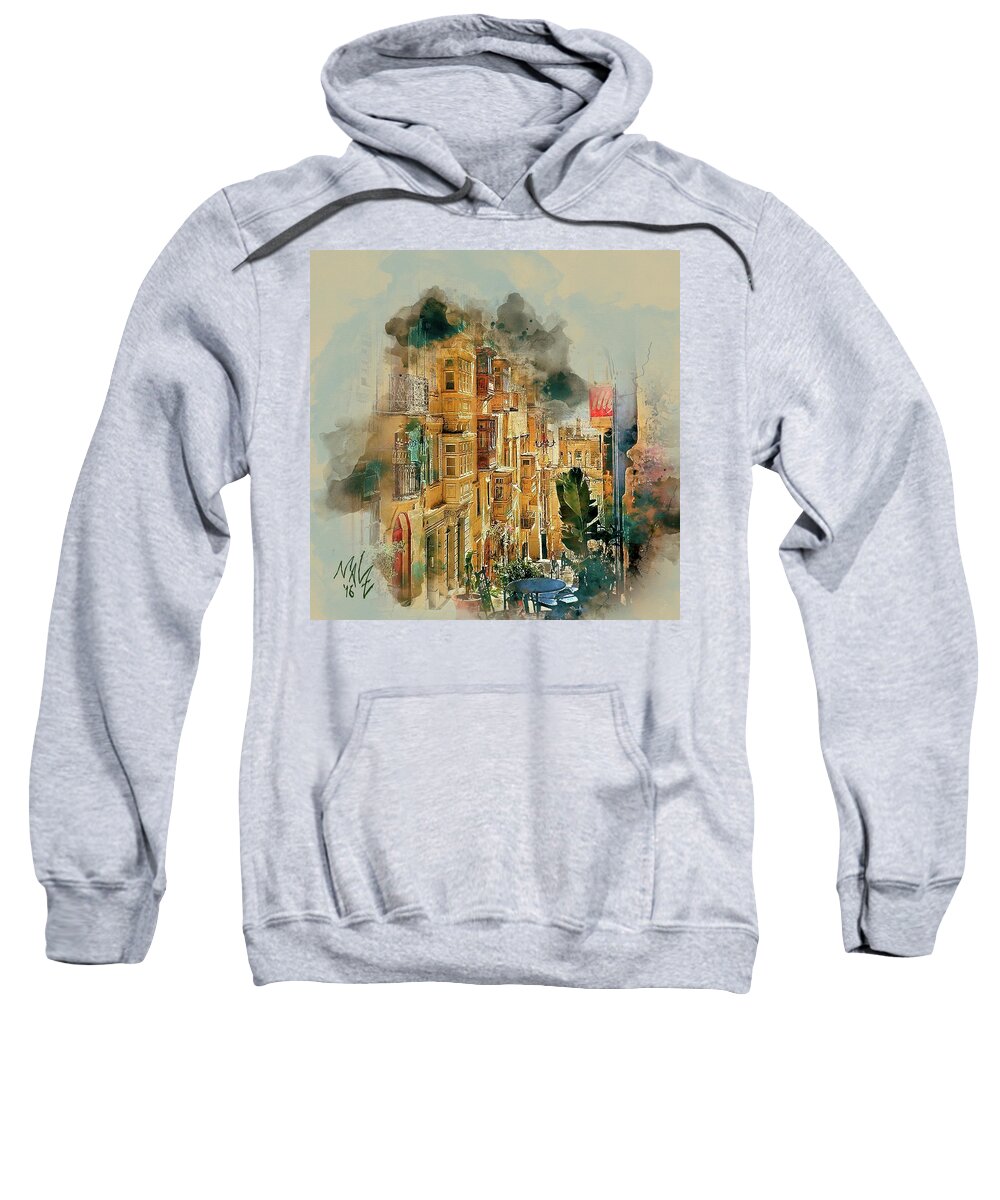 Malta Sweatshirt featuring the digital art Maltese Street by Mal-Z