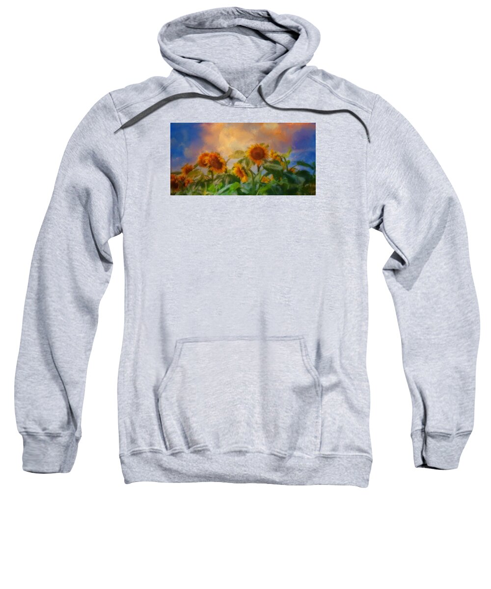 Sunflowers Sweatshirt featuring the painting Tuscan Sunflowers by Colleen Taylor