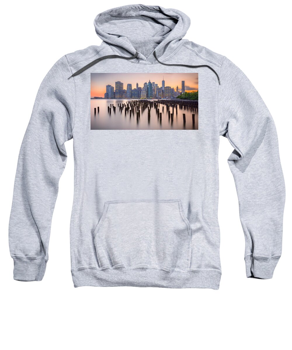 Manhattan Sweatshirt featuring the photograph Manhattan Dusk by Mark Rogers