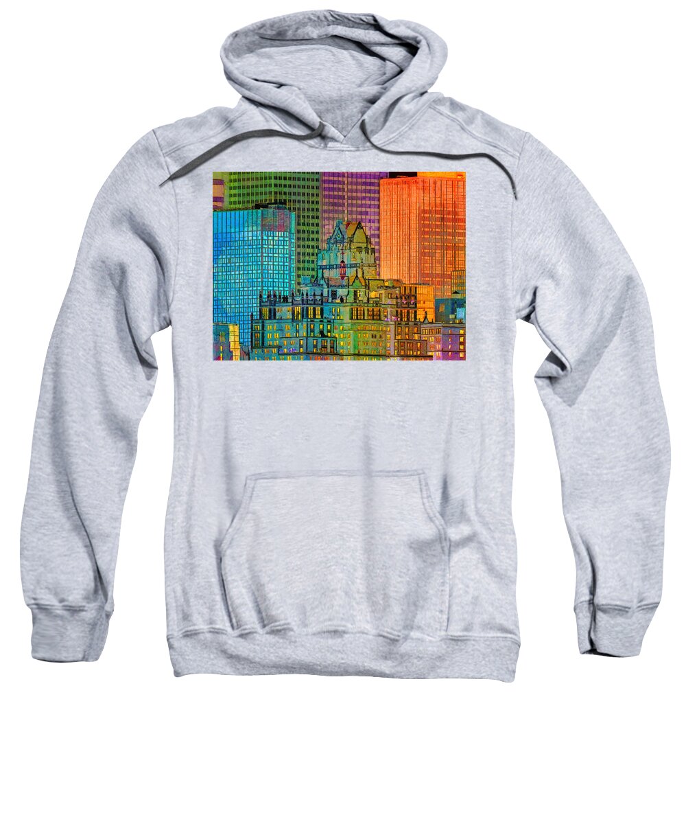 Architecture Sweatshirt featuring the digital art Manhattan Skyscrapers by Nina Bradica