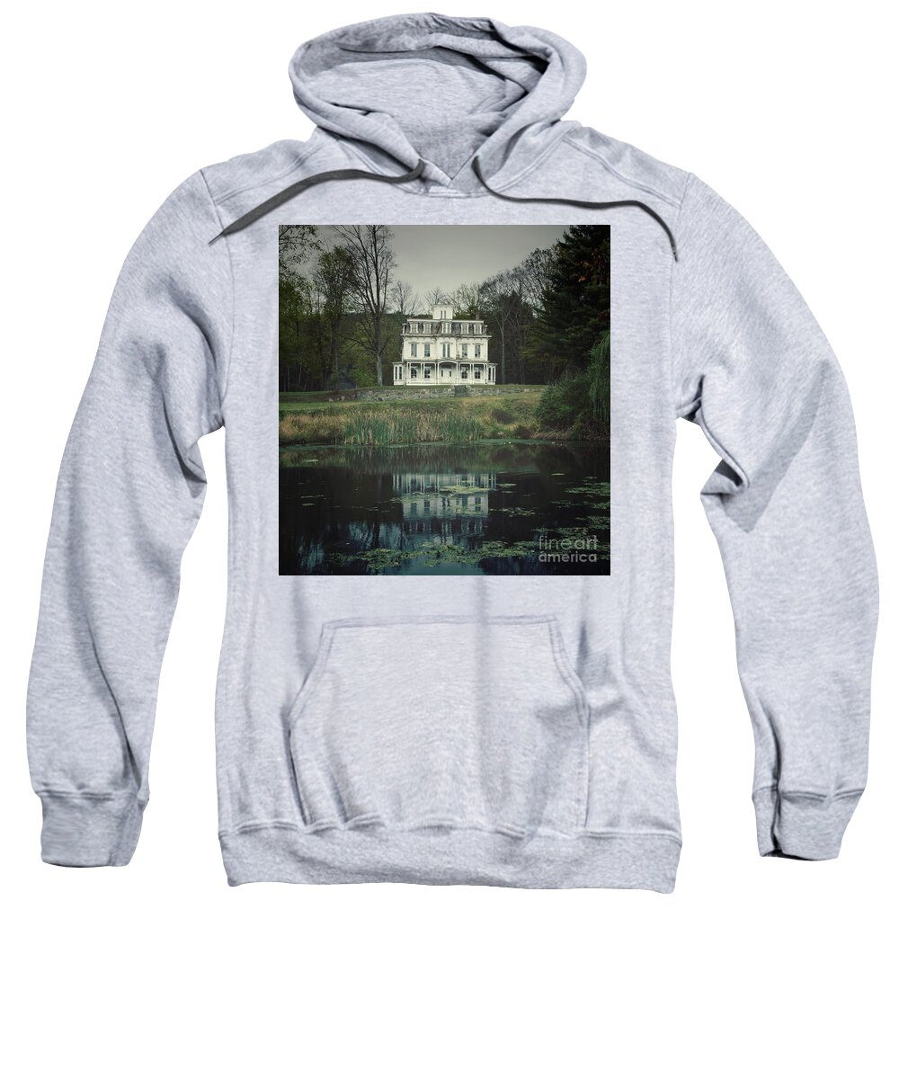 Mansion Sweatshirt featuring the photograph Mansion Reflected at Waterloo by Debra Fedchin