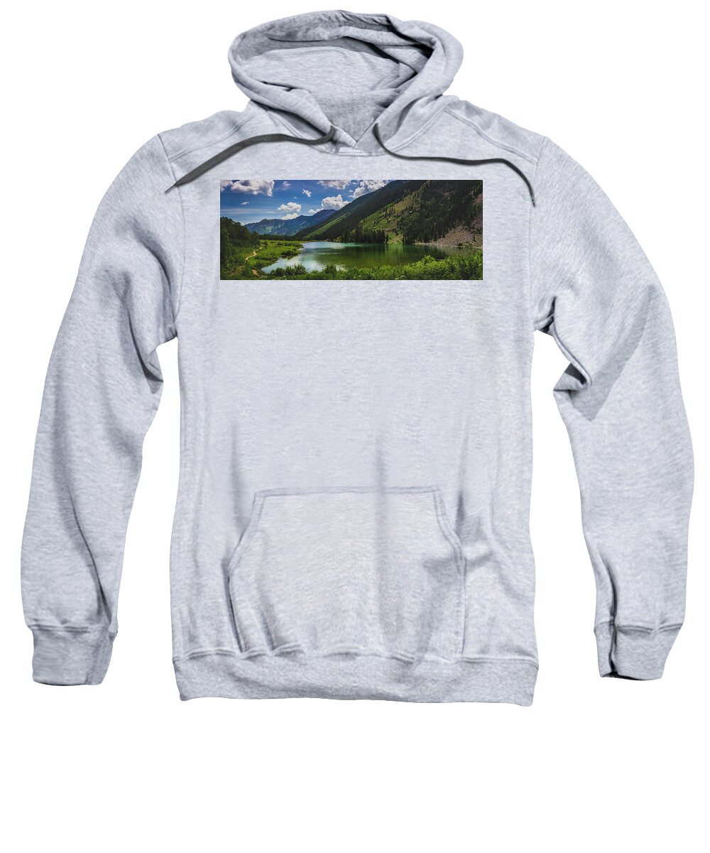 Aspen Sweatshirt featuring the photograph Maroon Lake Panorama by Andy Konieczny