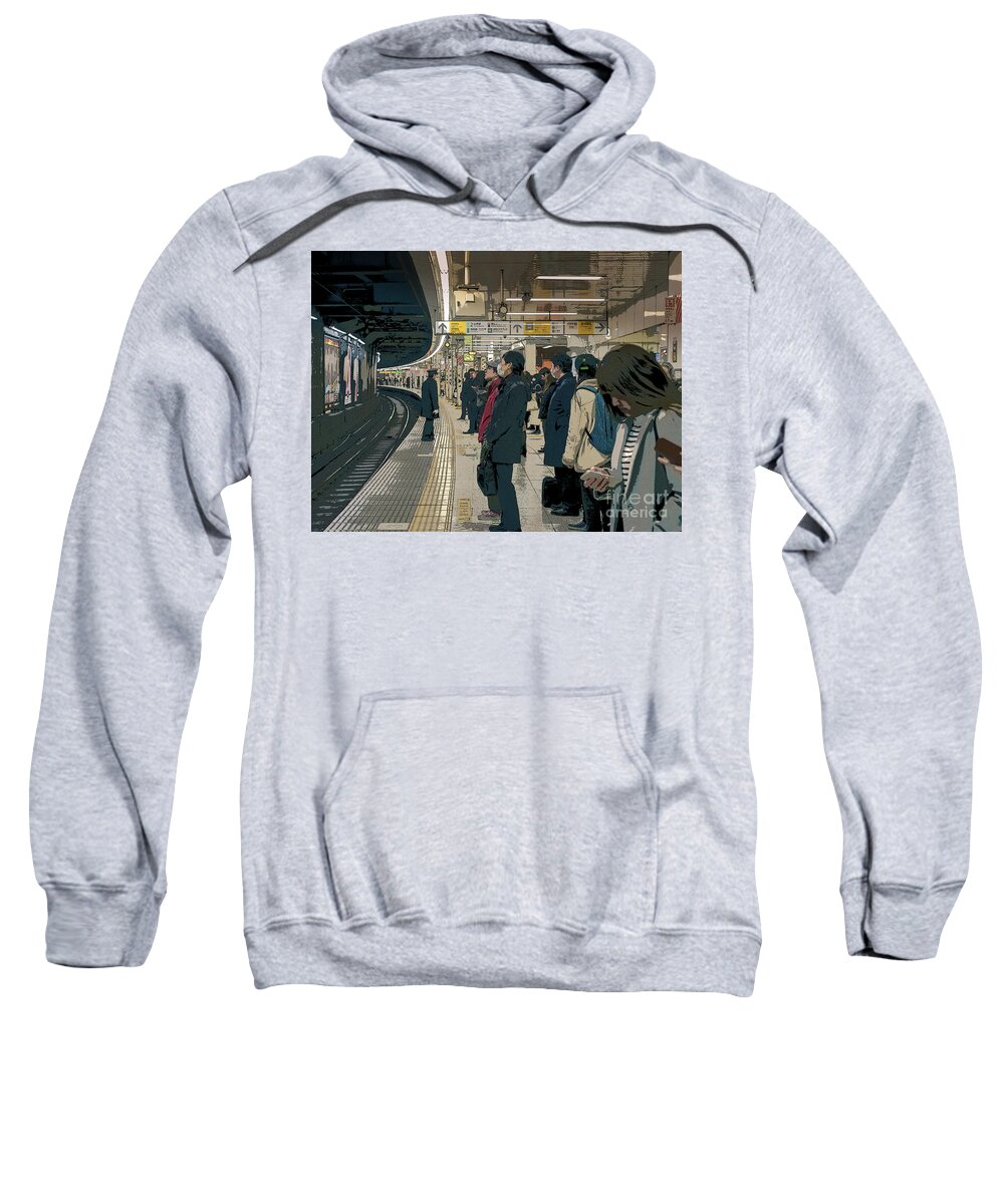 Pedestrians Sweatshirt featuring the photograph Marunouchi Line, Tokyo Metro Japan Poster 2 by Perry Rodriguez