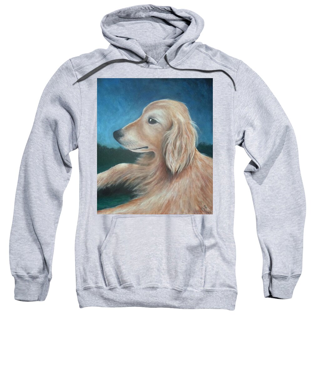 Dog Sweatshirt featuring the painting Max- Portrait of a Golden Retriever by Nancy Mueller