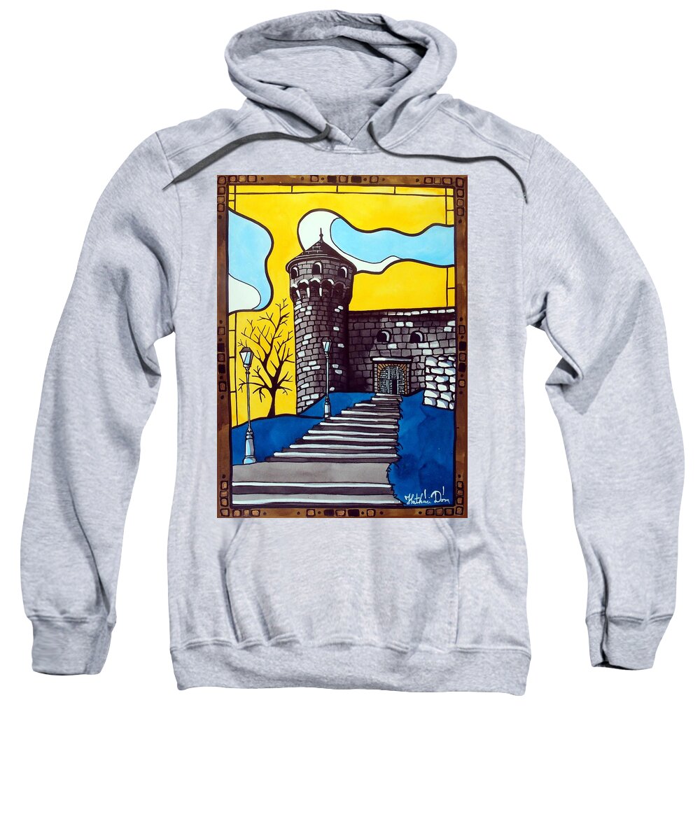 Castle Sweatshirt featuring the painting Medieval Bastion - Mace Tower of Buda Castle Hungary by Dora Hathazi Mendes by Dora Hathazi Mendes