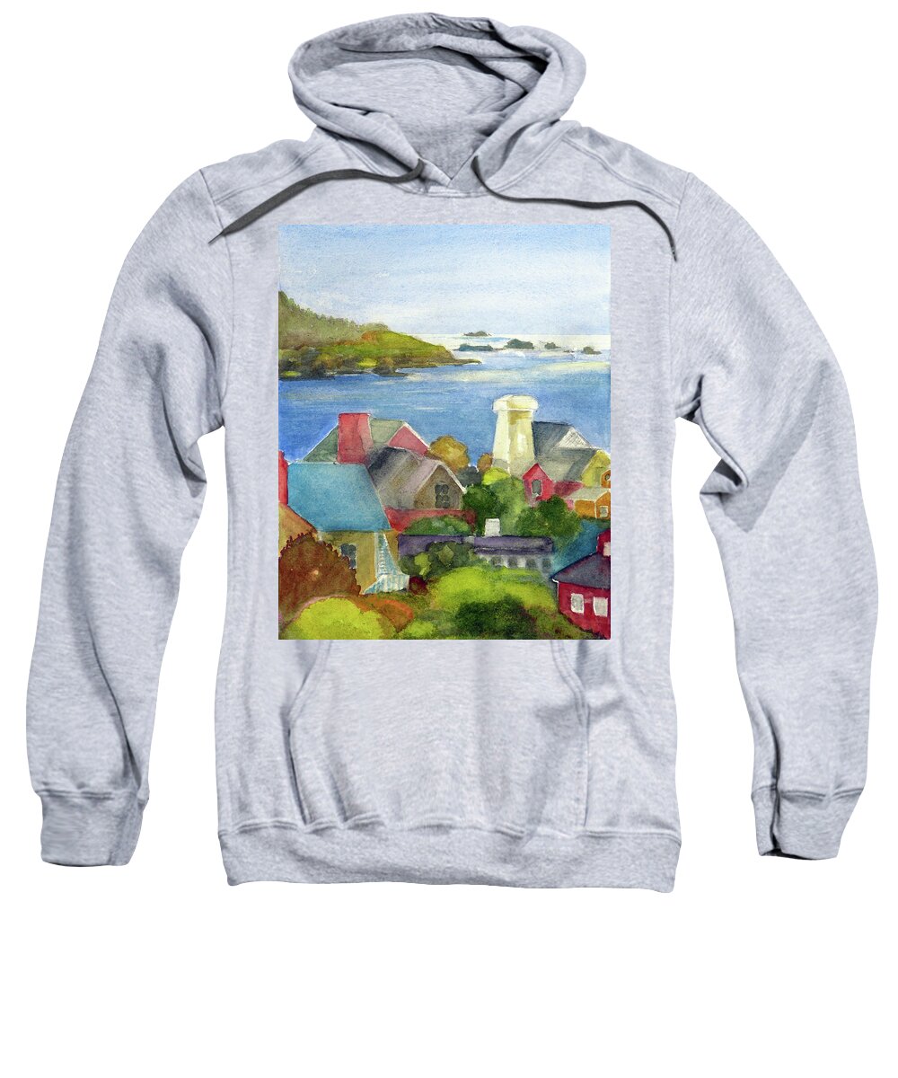 Ocean Sweatshirt featuring the painting Mendocino by Karen Coggeshall