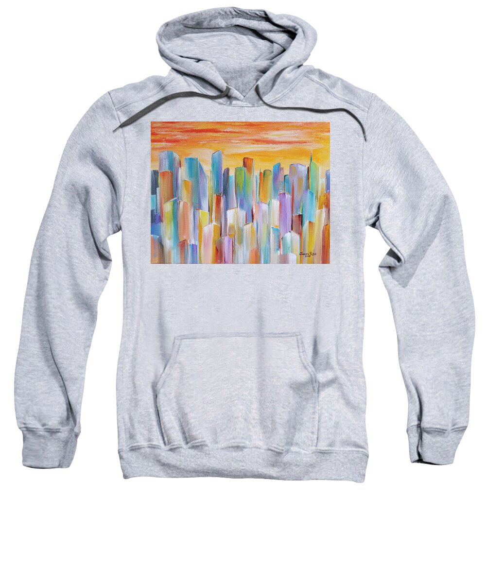 Cityscape Sweatshirt featuring the painting Metropolis by Judith Rhue