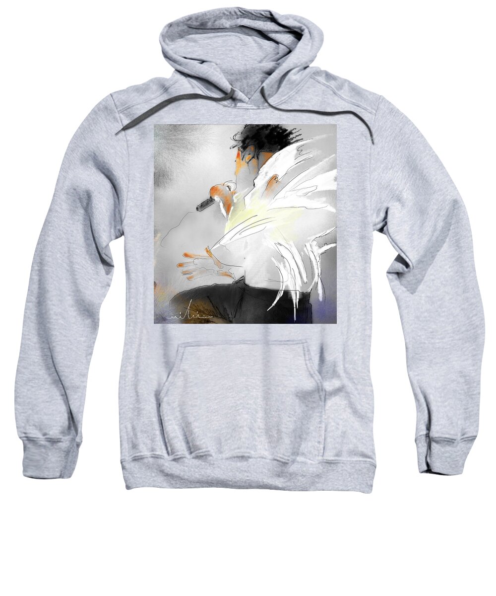 Music Sweatshirt featuring the painting Michael Jackson 08 by Miki De Goodaboom