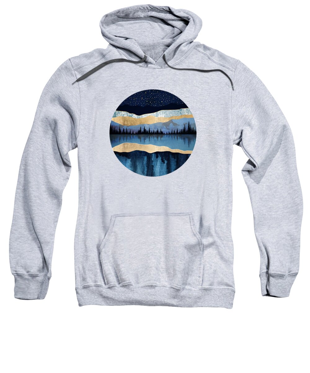 Midnight Sweatshirt featuring the digital art Midnight Lake by Spacefrog Designs