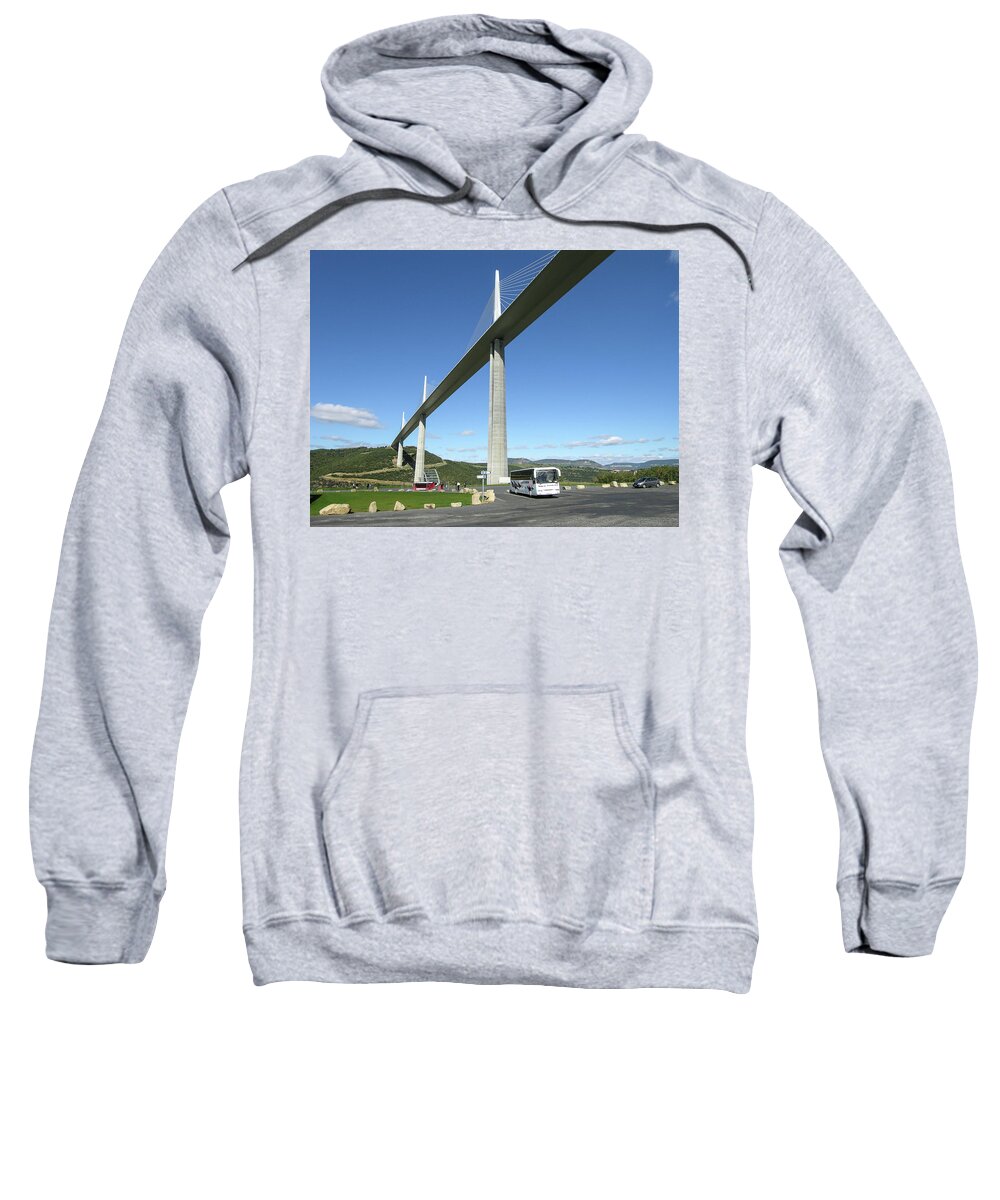 Millau Sweatshirt featuring the photograph Millau Viaduct by Jim Mathis