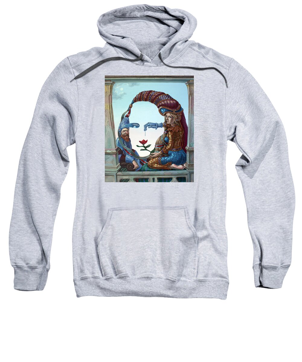 Hidden Portet Sweatshirt featuring the painting Mona Lisa. love by Victor Molev