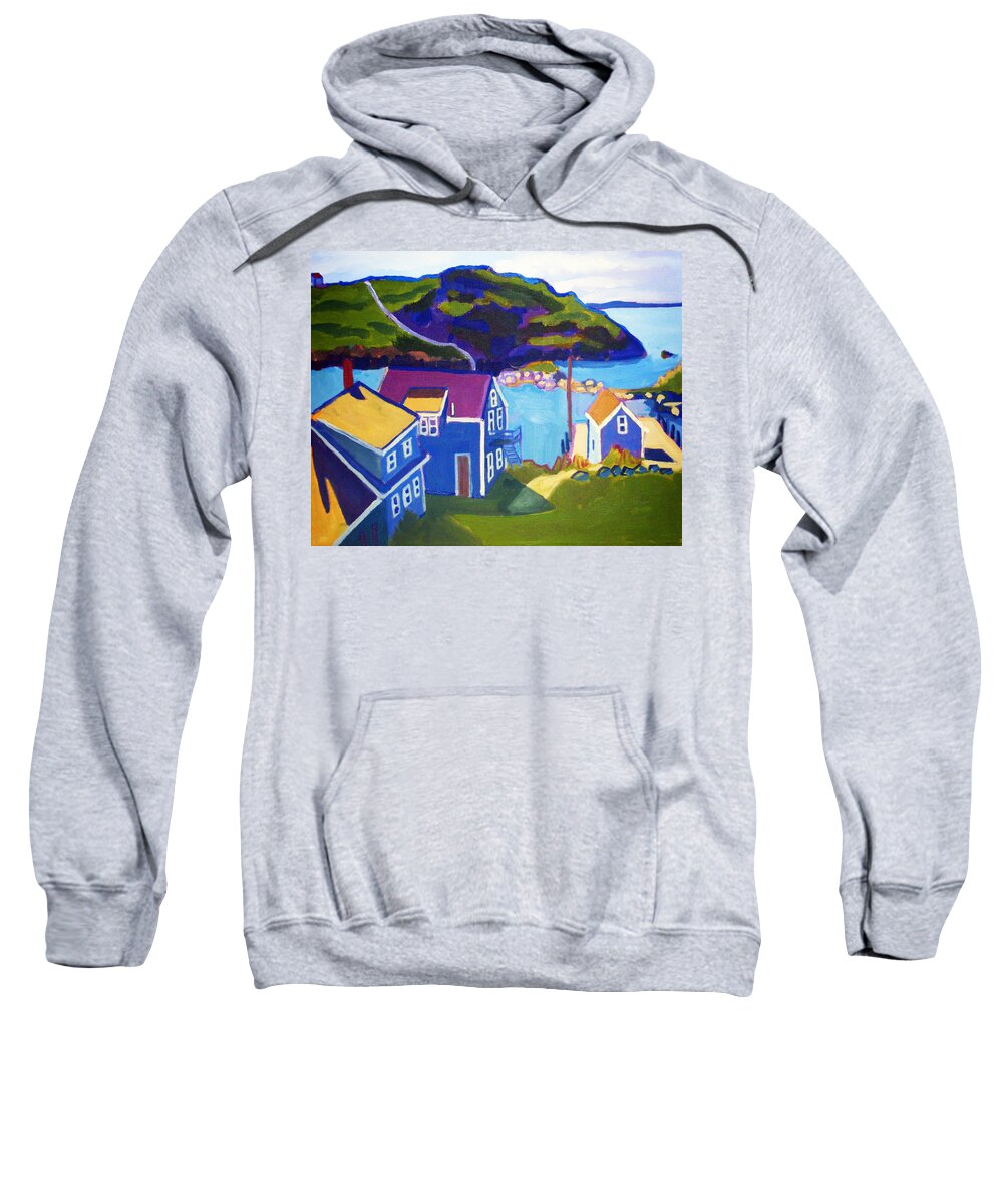 Seascape Sweatshirt featuring the painting Monhegan Harbor by Debra Bretton Robinson