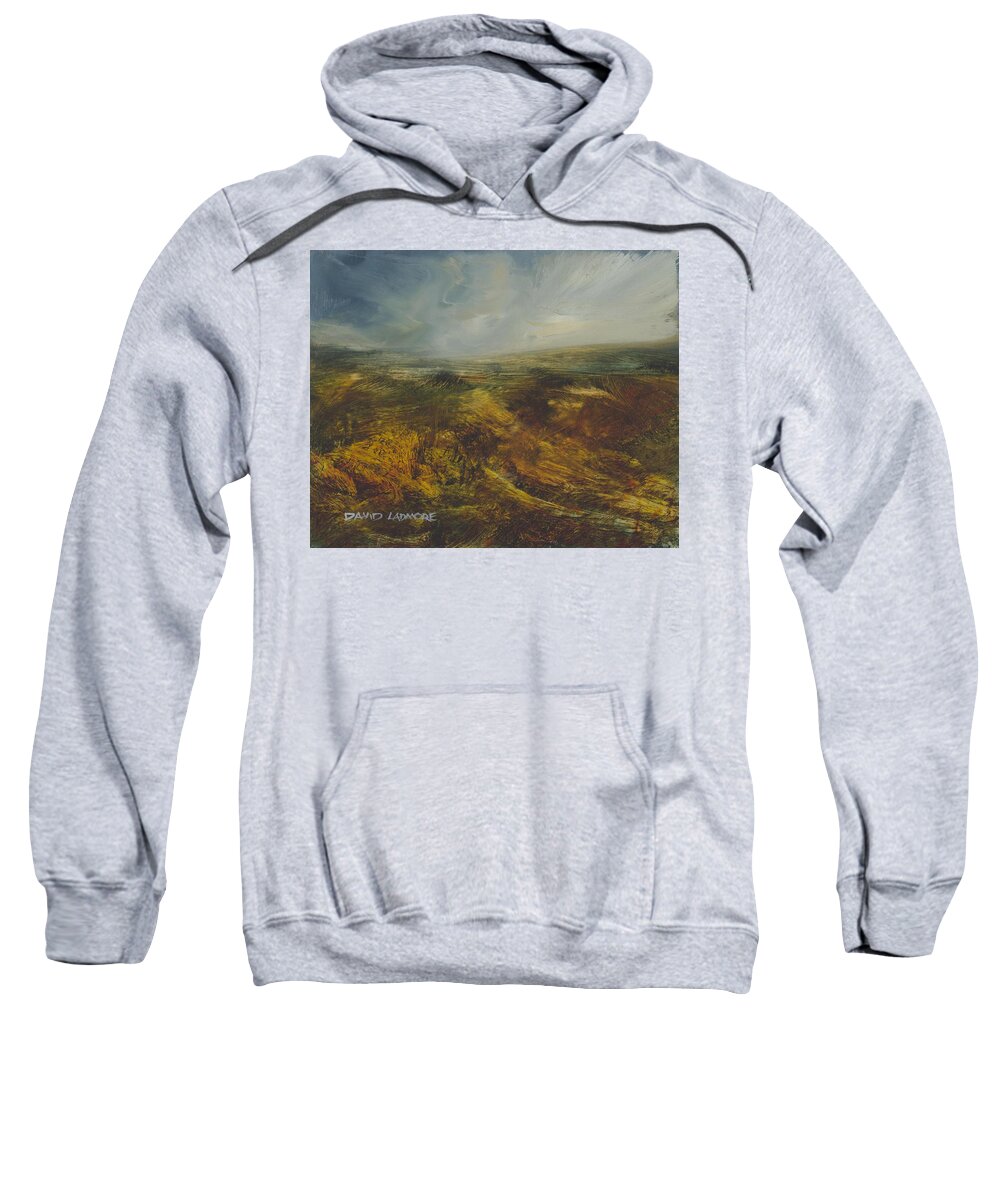 Moorland Sweatshirt featuring the painting Moorland 71 by David Ladmore