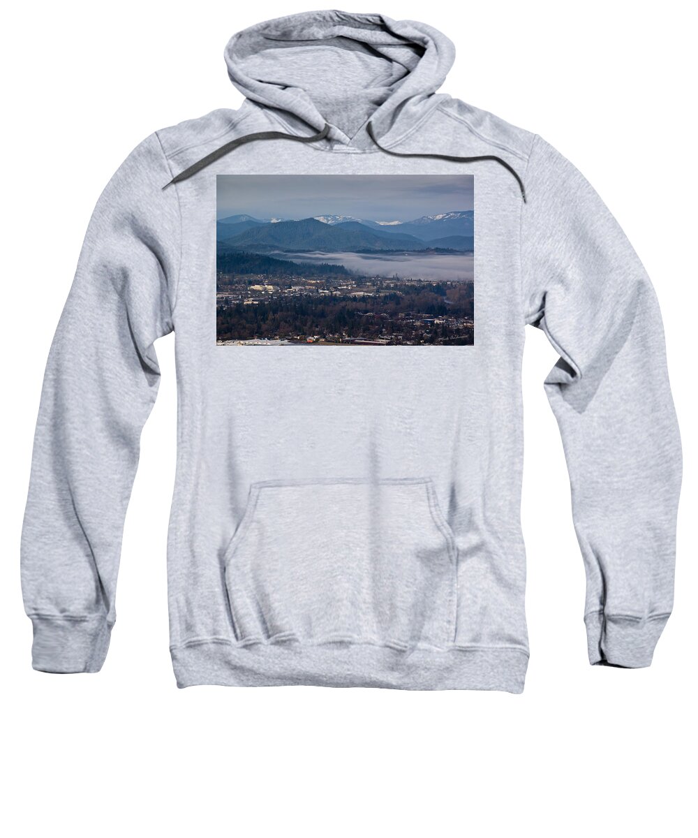 Grants Pass Sweatshirt featuring the photograph Morning Fog over Grants Pass by Mick Anderson