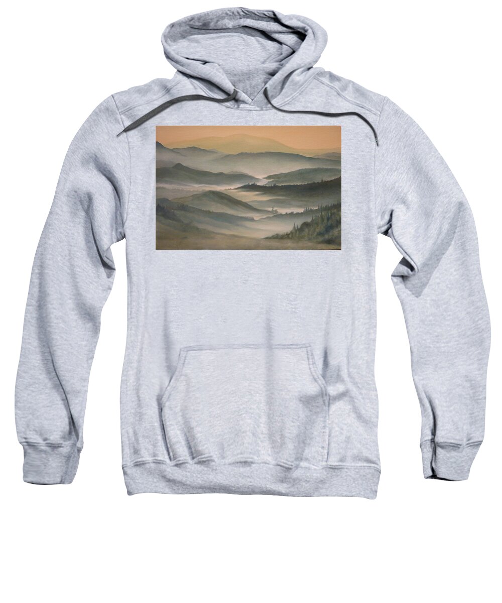 Landscape Sweatshirt featuring the painting Morning Mist by Caroline Philp