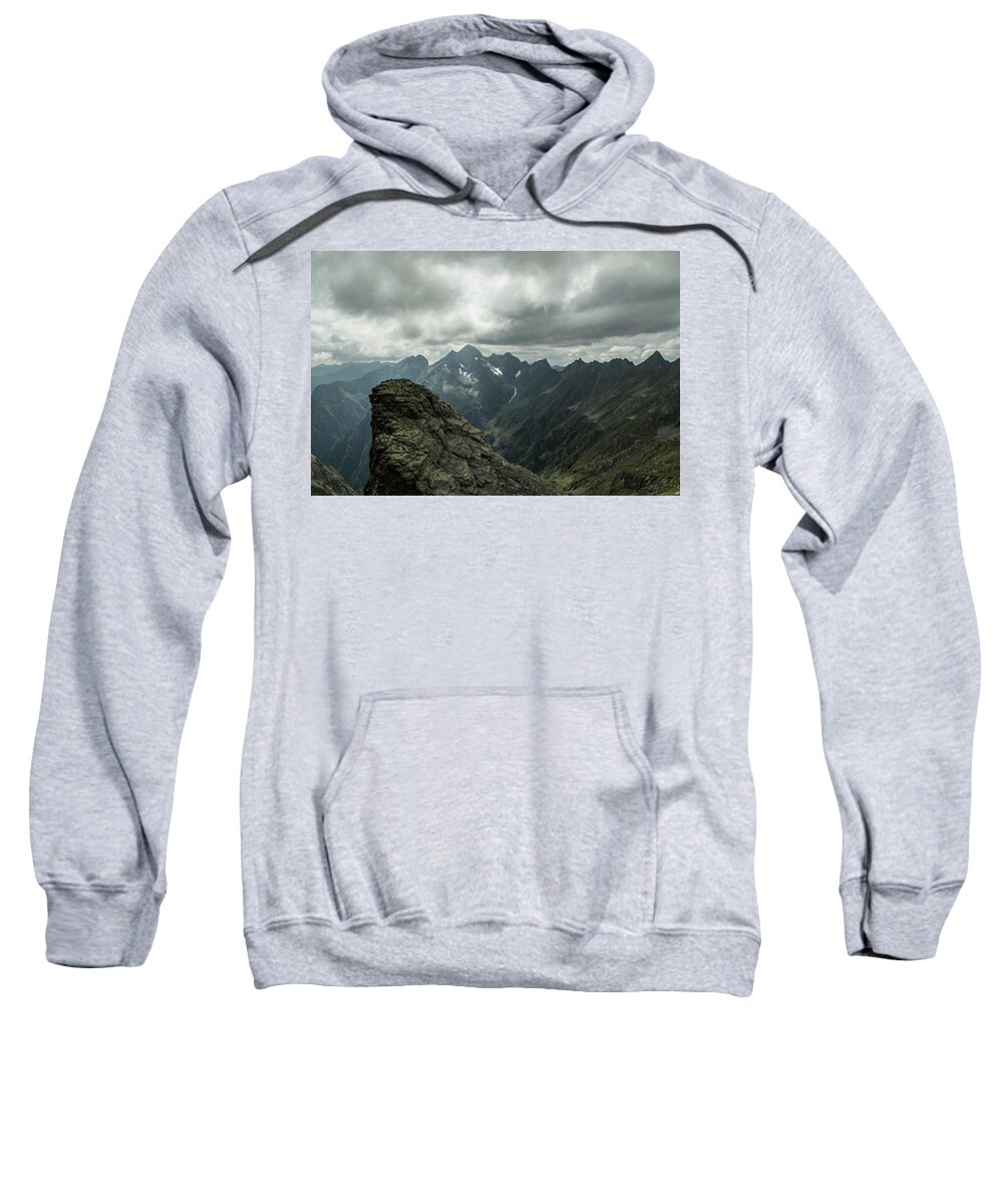 Mountain Sweatshirt featuring the photograph Mountain peacks panorama by Nicola Aristolao