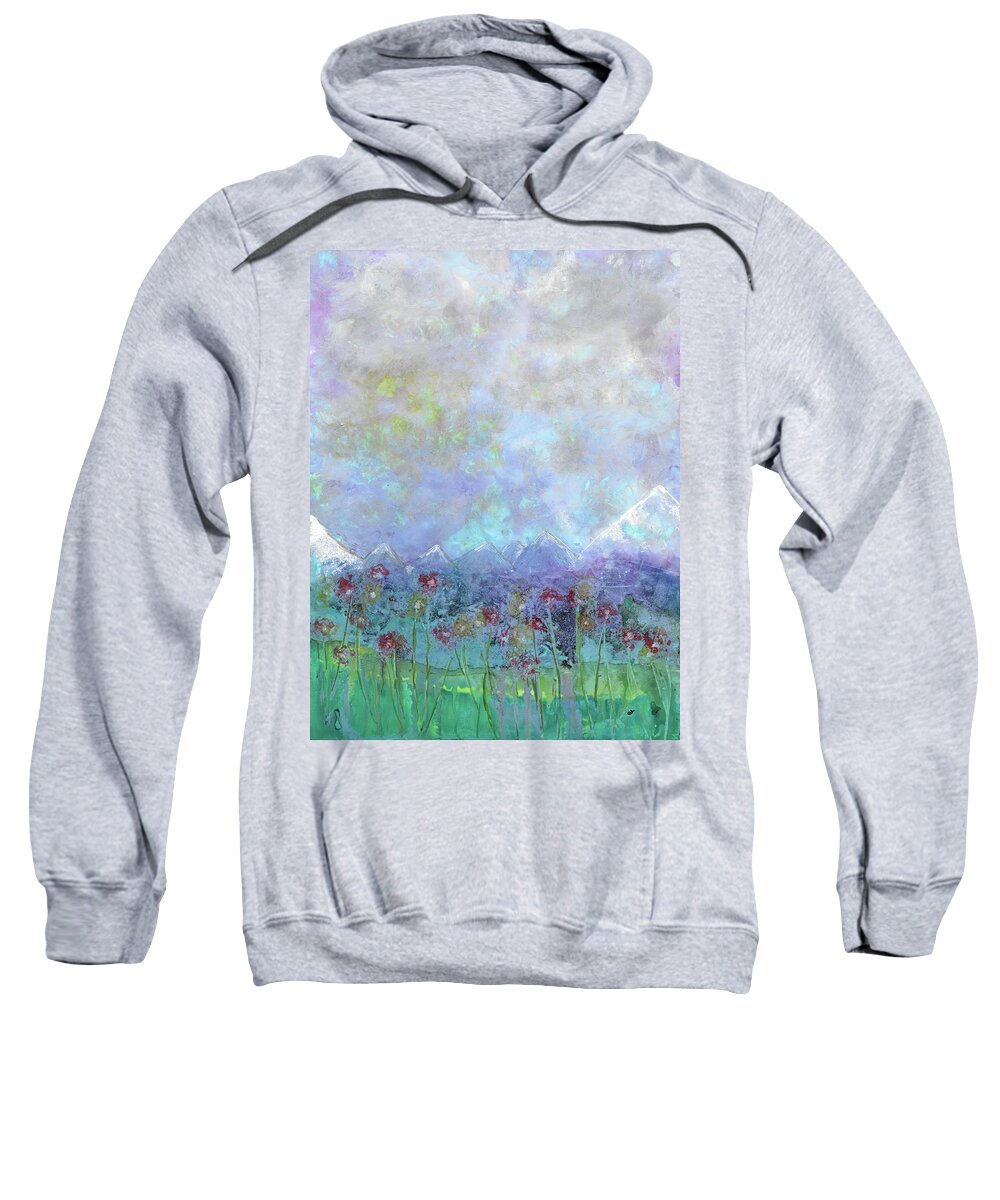Landscape Sweatshirt featuring the painting Mountain Valley Dew by Eli Tynan