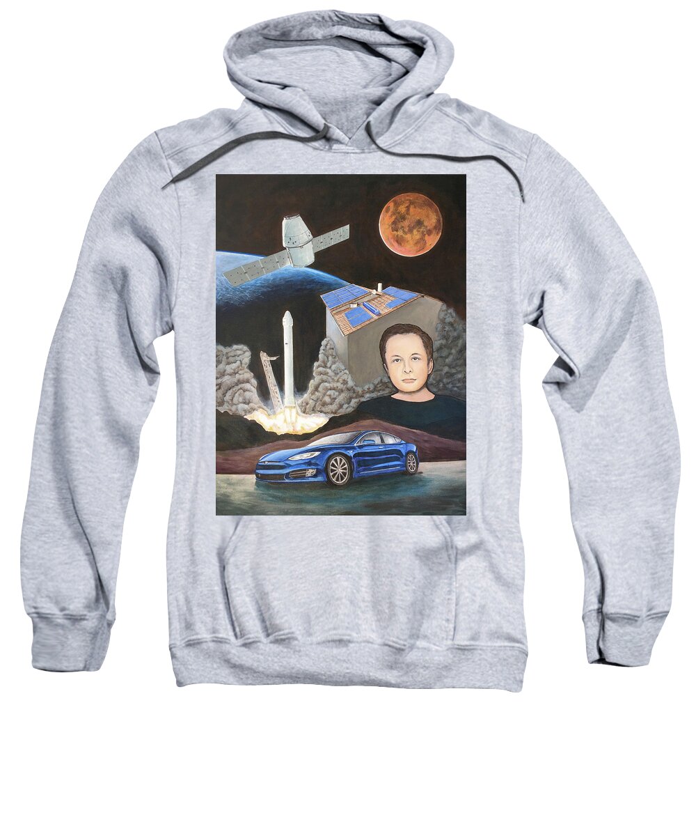 Space Sweatshirt featuring the painting Mr. Musk by Mr Dill