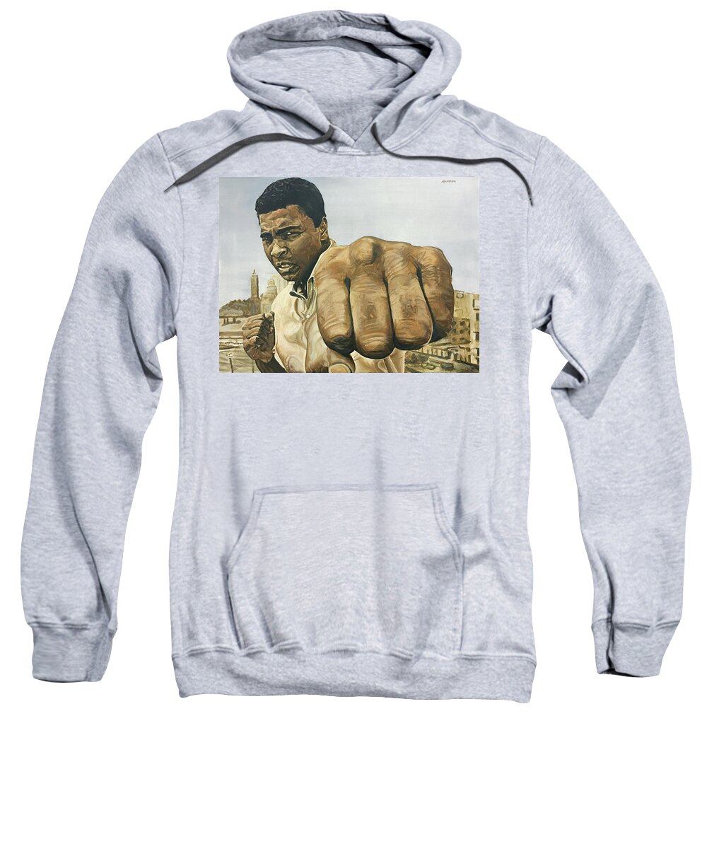 Muhammad Ali Sweatshirt featuring the painting Muhammad Ali by Michael Morgan