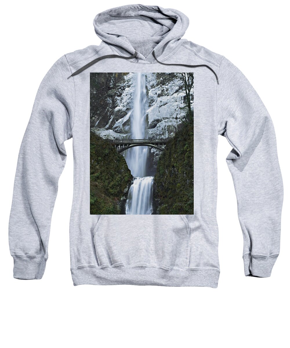 Water Sweatshirt featuring the photograph Bridge at Multnomah Falls by John Christopher