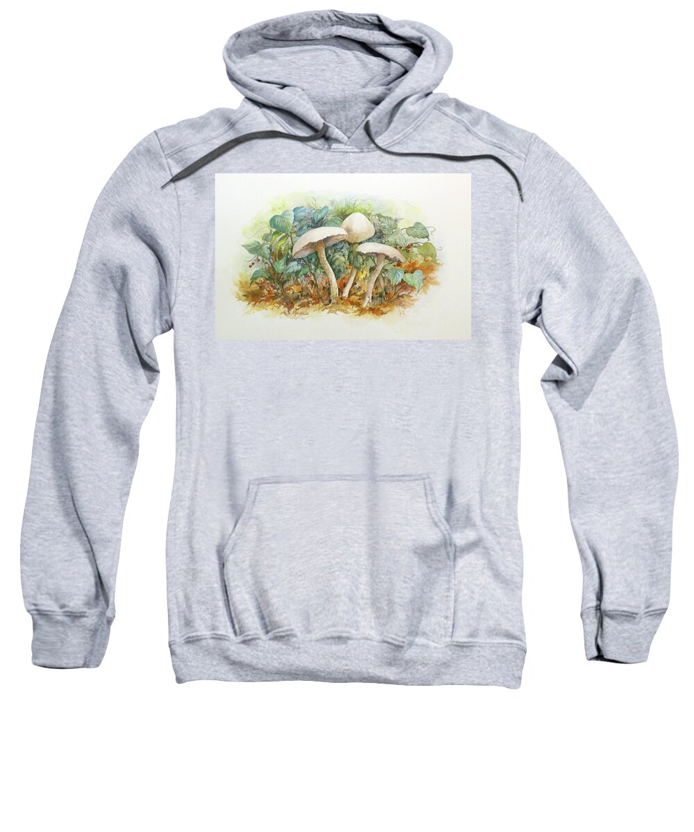 Mushrooms Sweatshirt featuring the painting Mushrooms and Berries by Lois Mountz