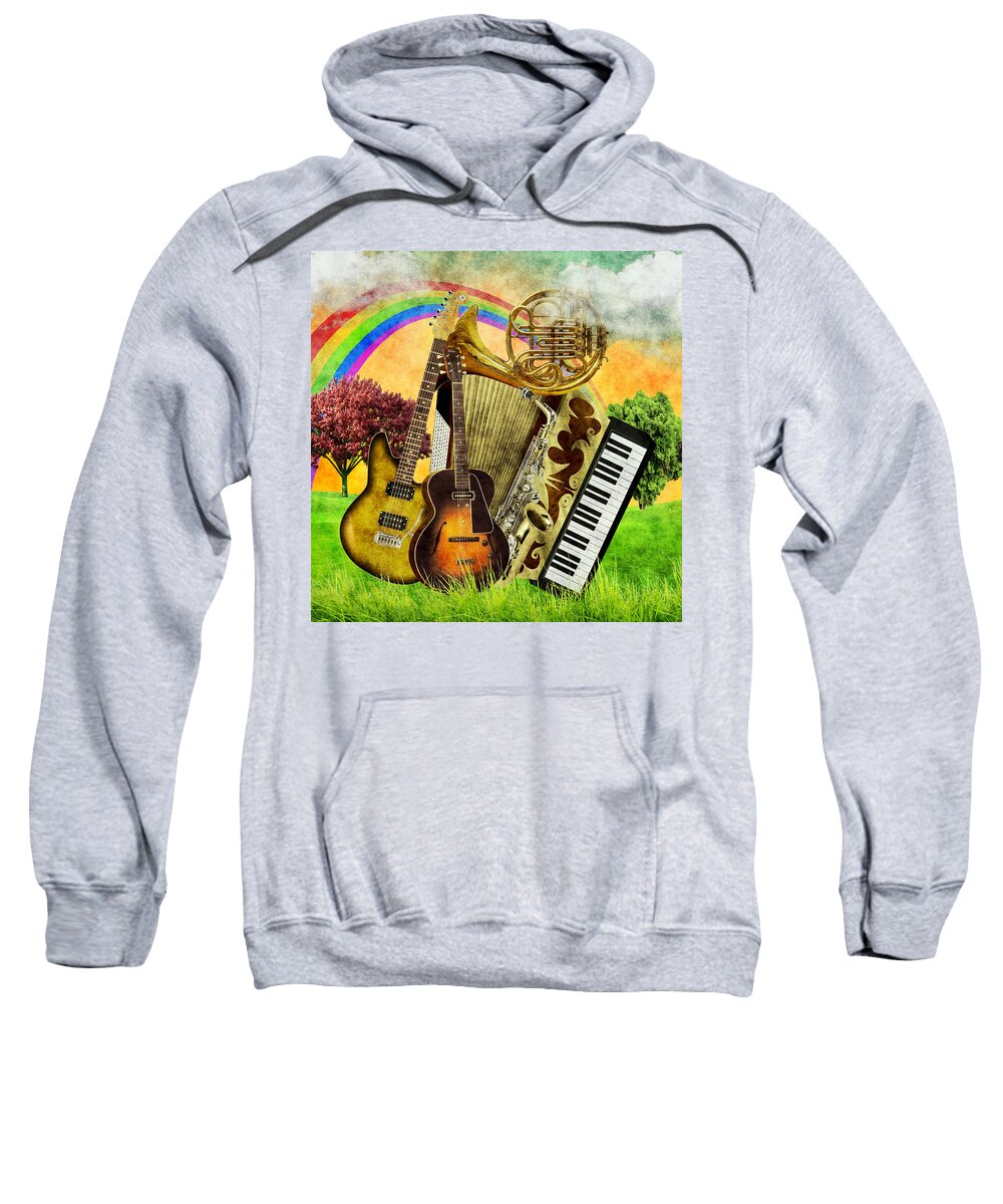Fantasy Sweatshirt featuring the mixed media Musical Wonderland by Ally White