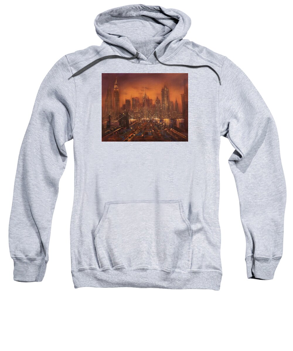 Nyc Sweatshirt featuring the painting New York City of Dreams by Tom Shropshire