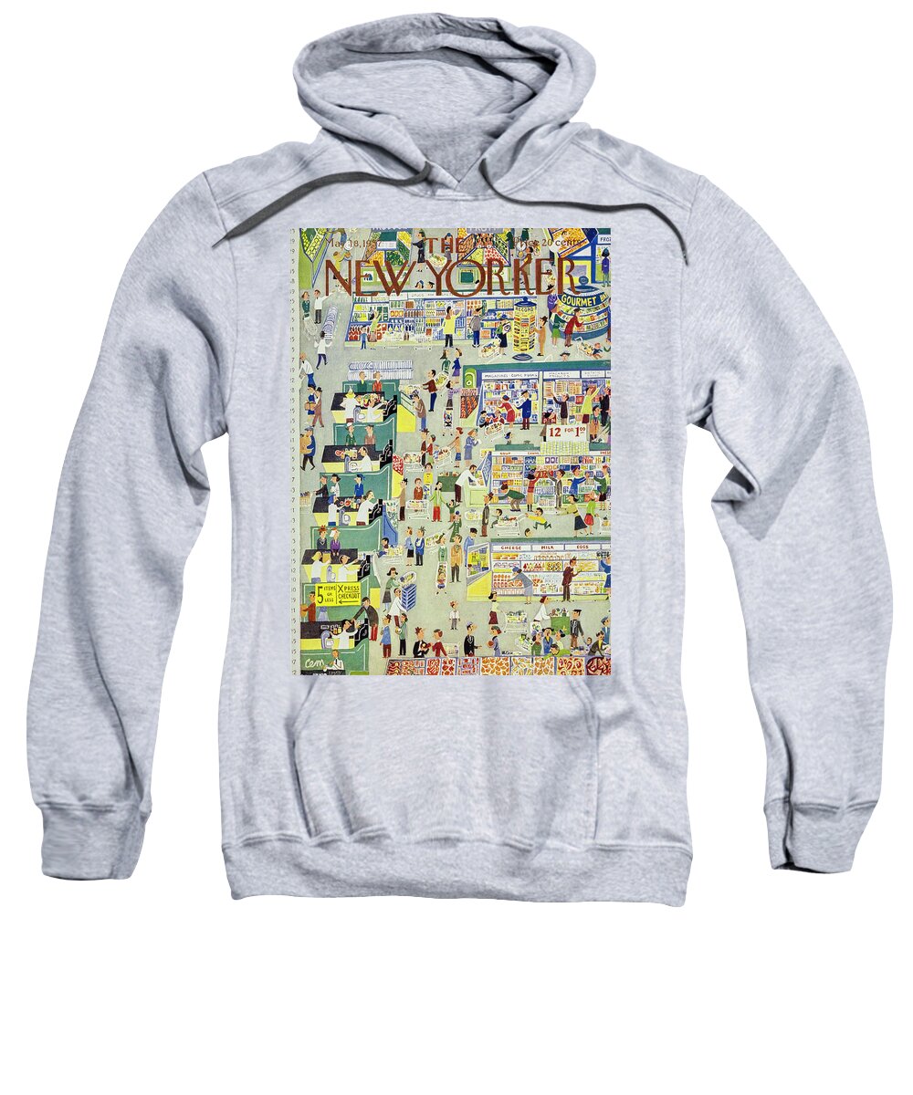 Supermarket Sweatshirt featuring the painting New Yorker May 18th 1957 by Charles E Martin