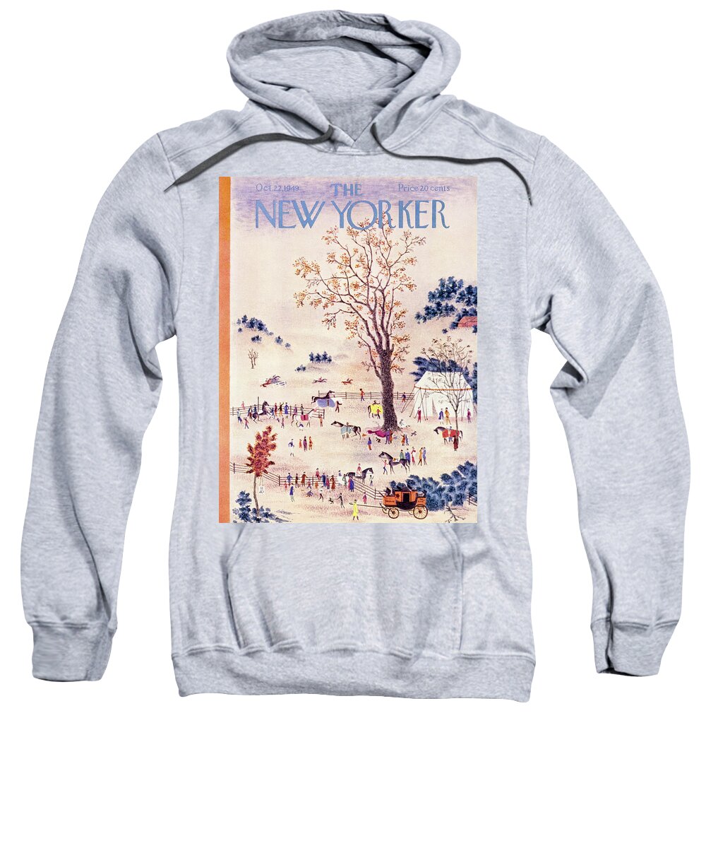 Horse Show Sweatshirt featuring the painting New Yorker October 22 1949 by Joseph Low