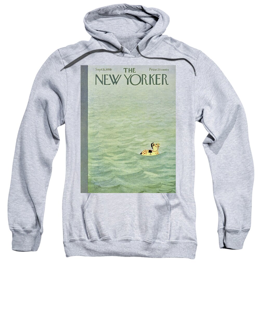 Sea Sweatshirt featuring the painting New Yorker September 5 1959 by Charles E Martin