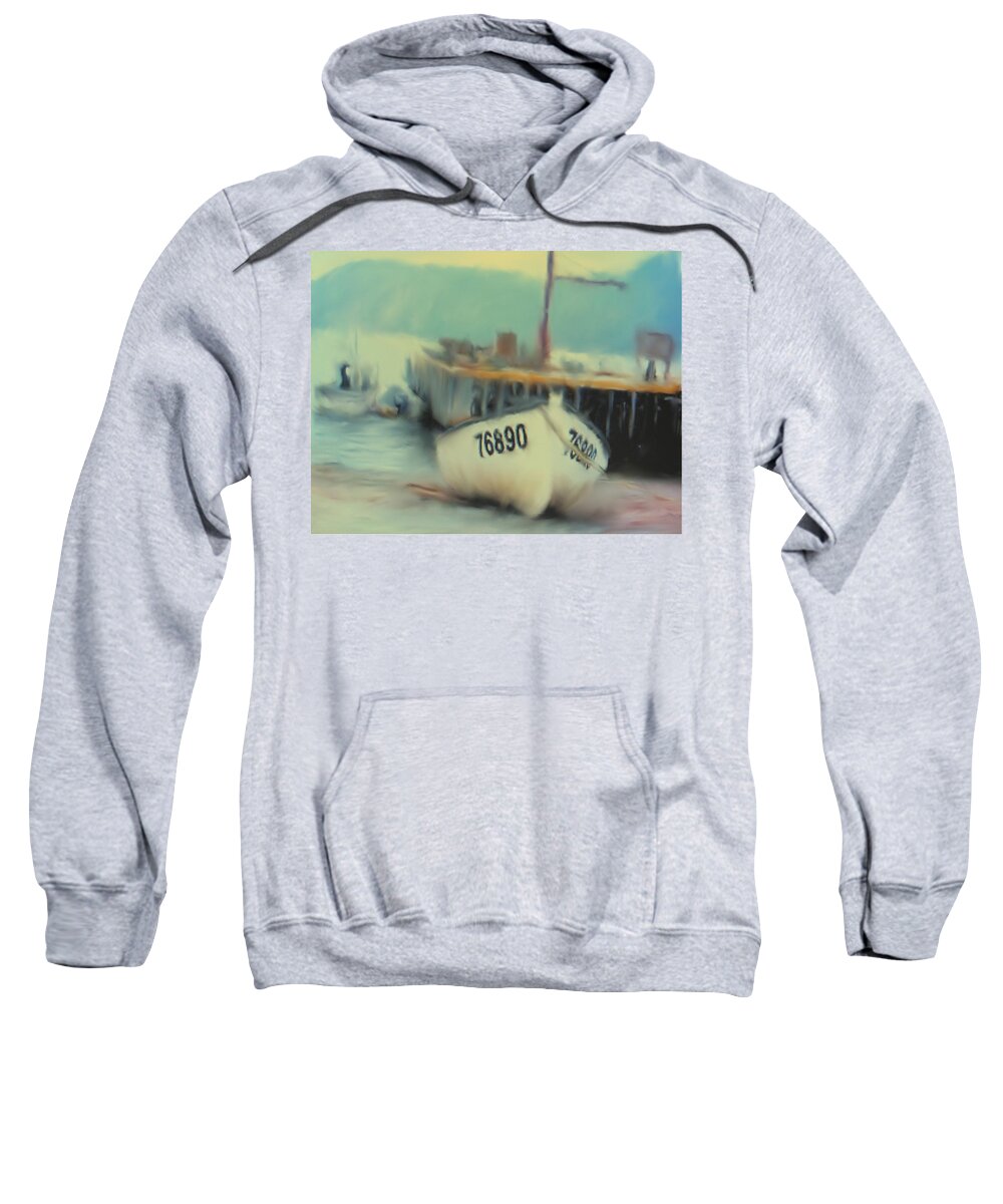 Newfoundland Sweatshirt featuring the digital art Newfoundland Fishing Port Impressions by Ian MacDonald