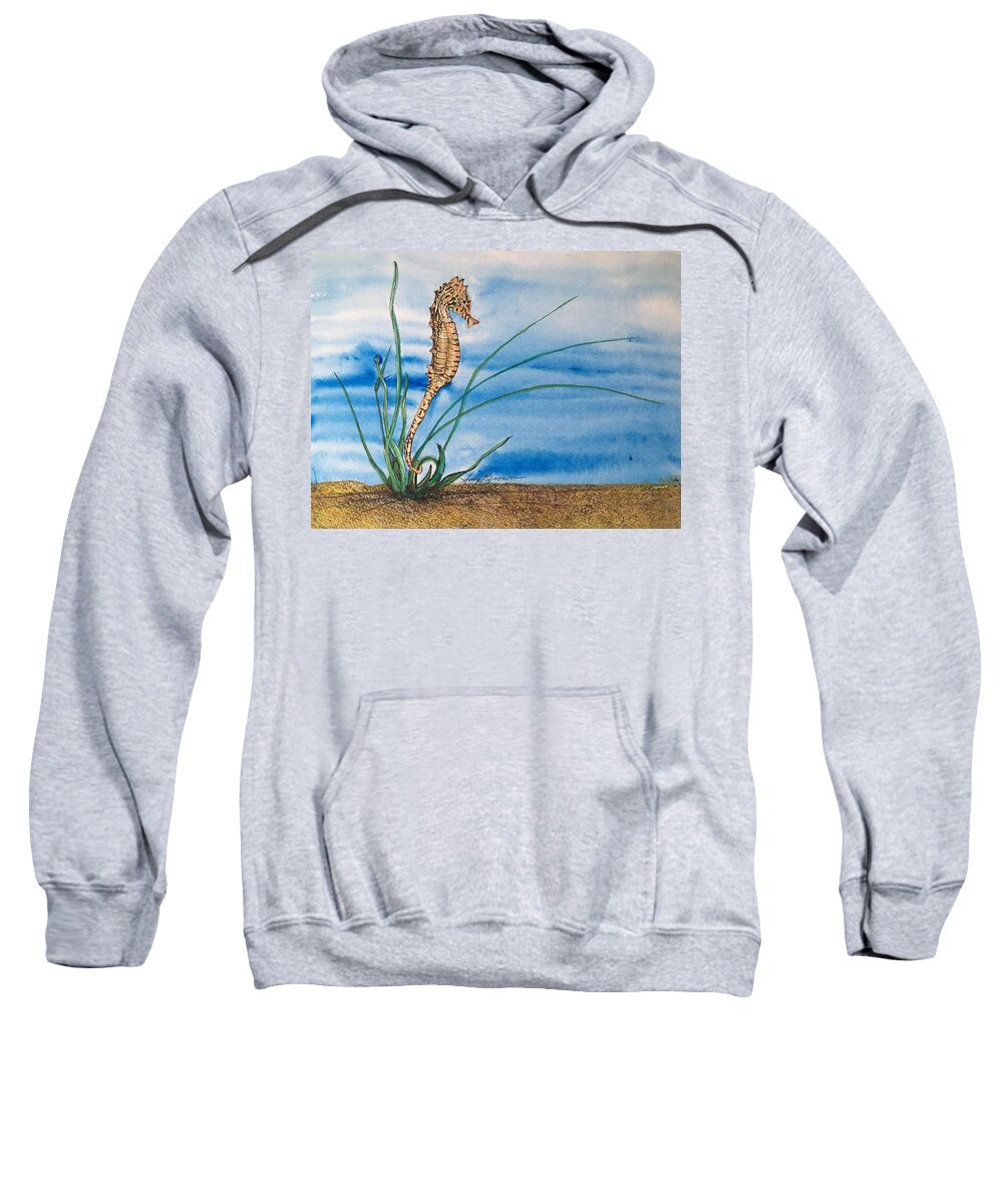 Northern Seahorse Sweatshirt featuring the painting Northern Seahorse by Mastiff Studios