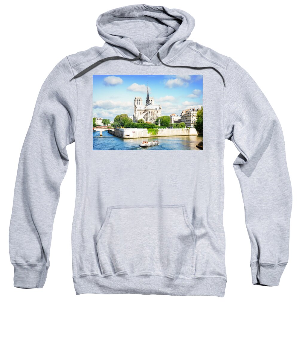 Notre-dame Sweatshirt featuring the photograph Notre Dame cathedral, Paris France by Anastasy Yarmolovich