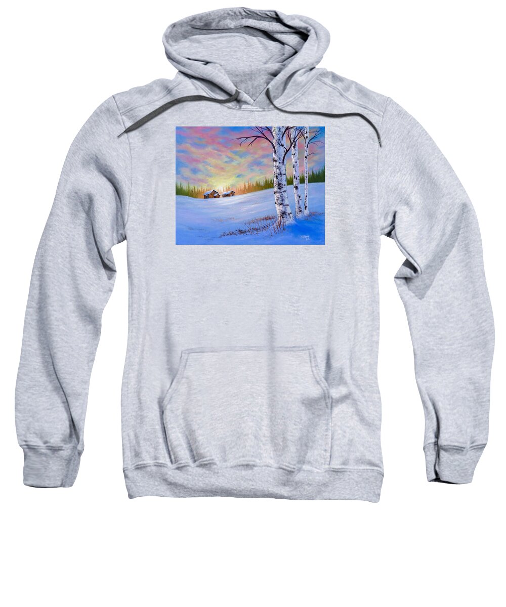 Barn Sweatshirt featuring the painting November Sunset by Chris Steele