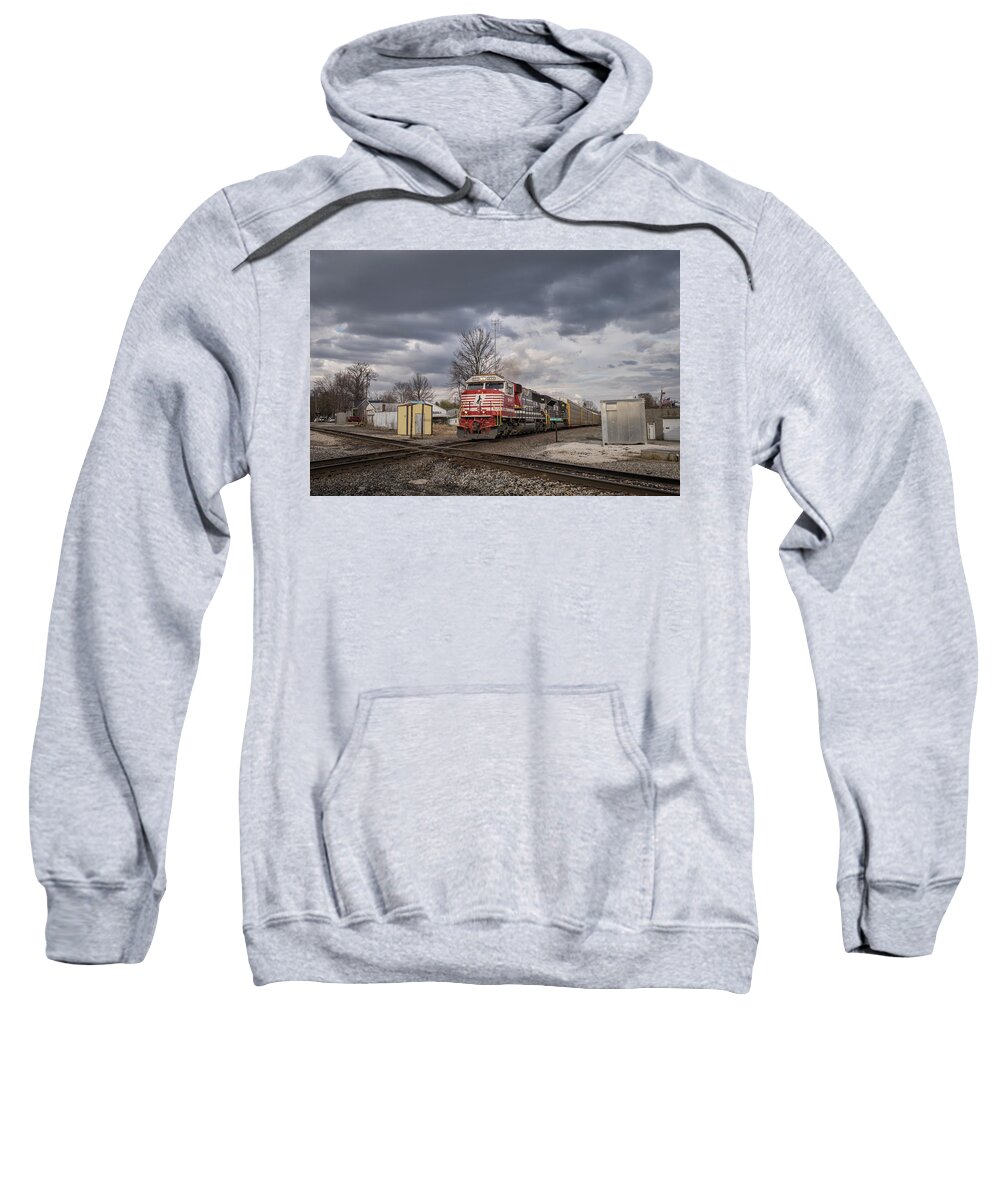 Landscape Sweatshirt featuring the photograph NS 911 Heritage Unit at Oakland City IN by Jim Pearson
