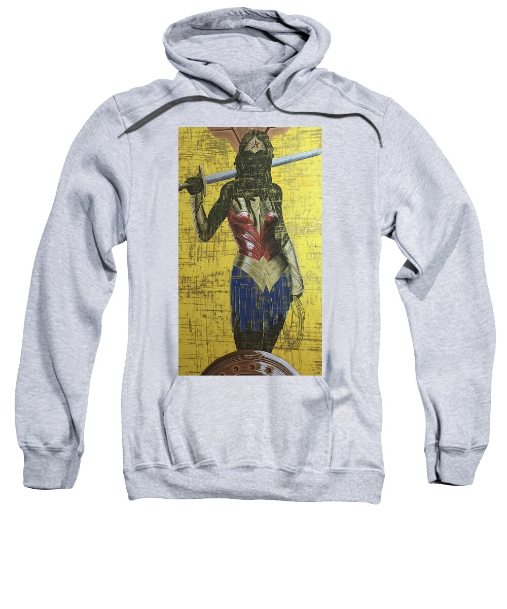 Black Sweatshirt featuring the mixed media Nubia on Guard by Edmund Royster