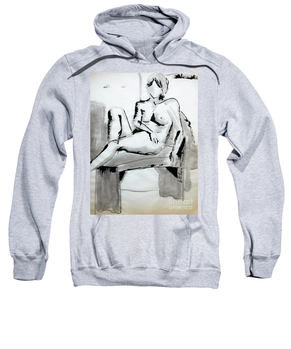 Ink Sweatshirt featuring the painting Nude At Rest by Anita Thomas