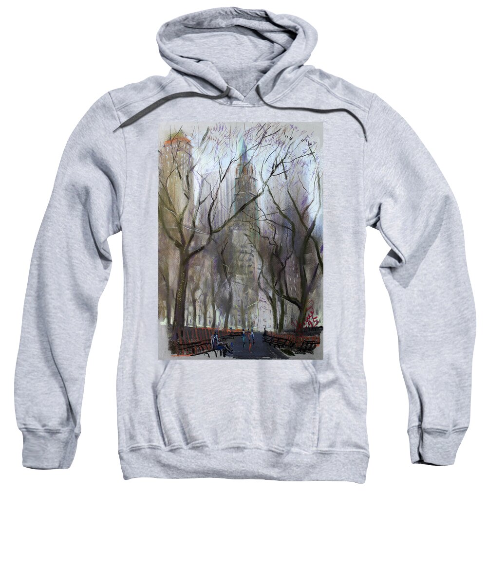 New York City Sweatshirt featuring the pastel NYC Central Park 1995 by Ylli Haruni