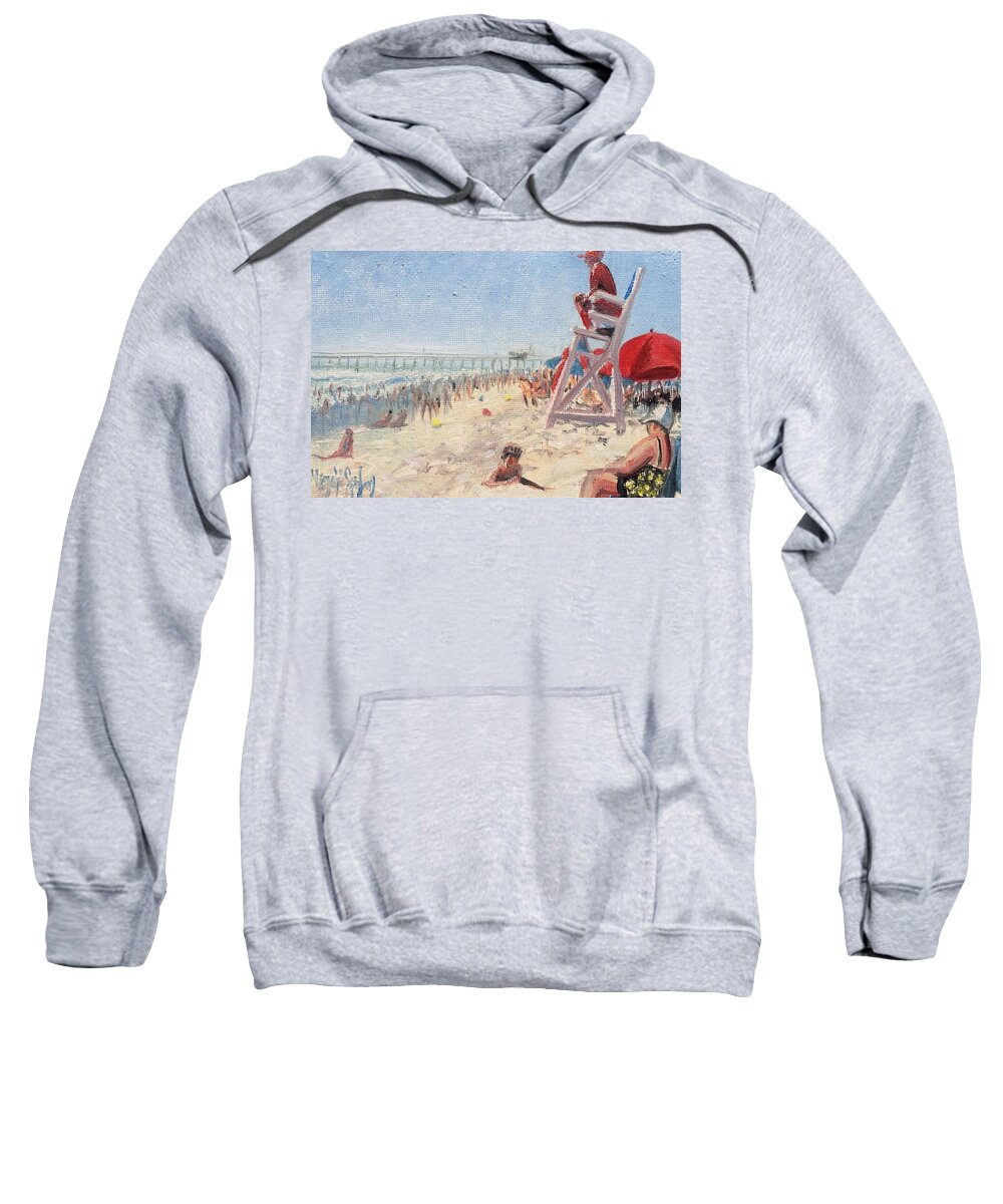  Beach Sweatshirt featuring the painting OC , cast of thousands by Maggii Sarfaty