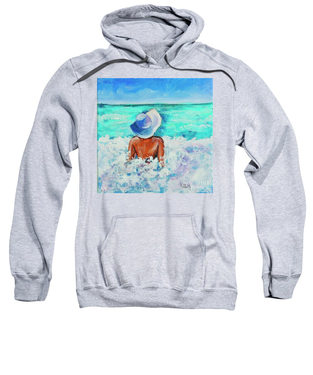 Ocean Sweatshirt featuring the painting Ocean Frolicking by Patricia Piffath