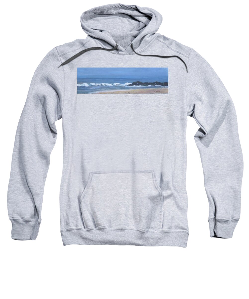 Ocean Sweatshirt featuring the painting Ocean Meets Jetty by Paula Pagliughi