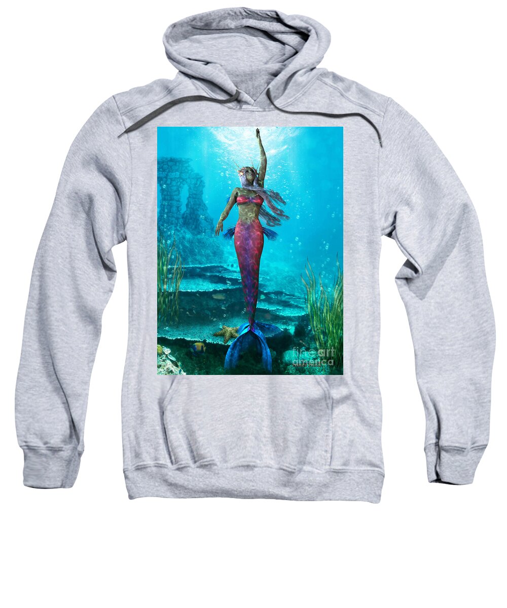 Mermaid Sweatshirt featuring the painting Ocean Mermaid by Corey Ford