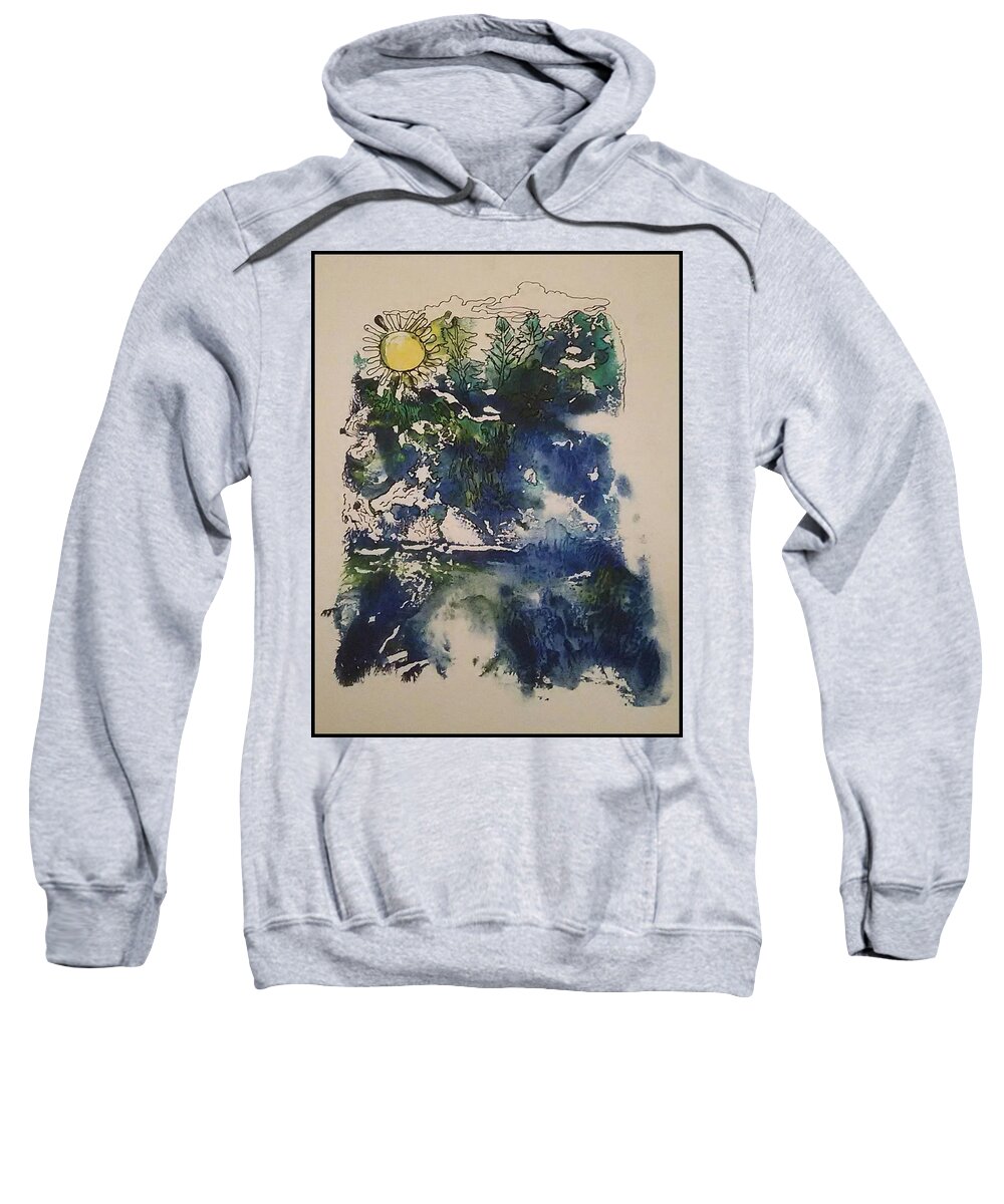 Landscape Sweatshirt featuring the mixed media Ocean#2 by Angela Weddle
