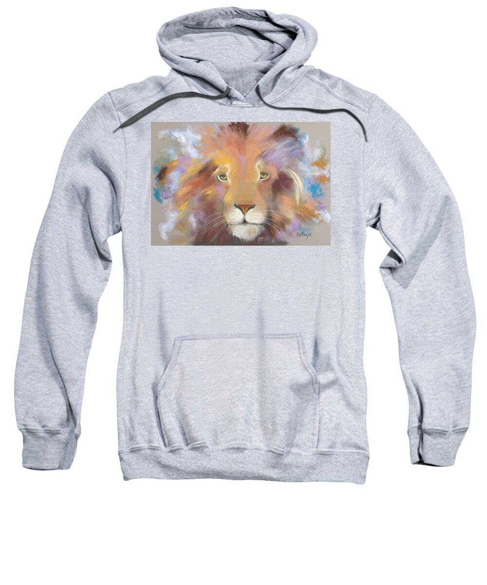 Lion Sweatshirt featuring the painting Ode to Cecil by Nataya Crow