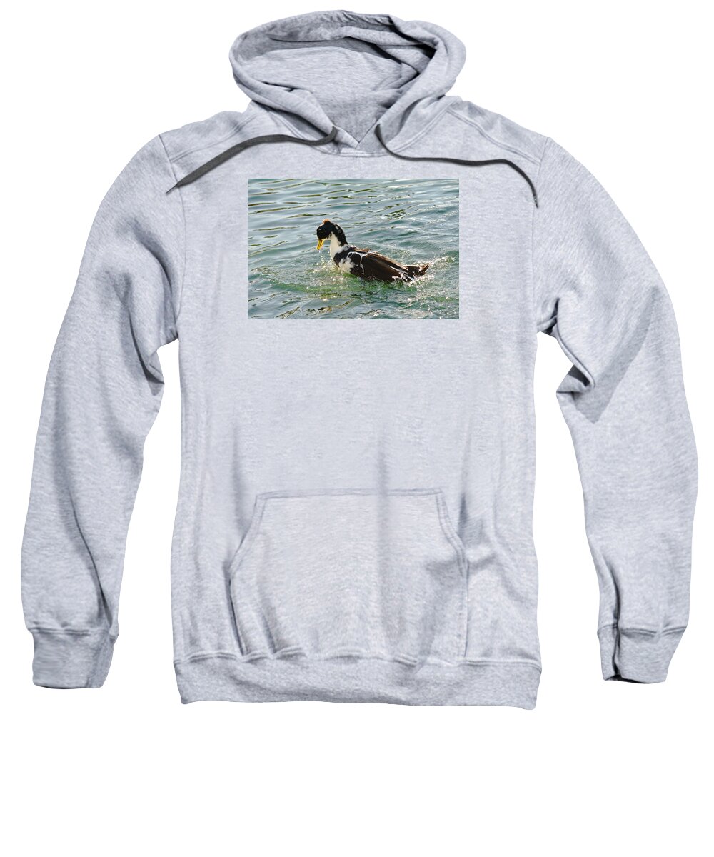 Duck Sweatshirt featuring the photograph Off Duck's Back by Michael McGowan