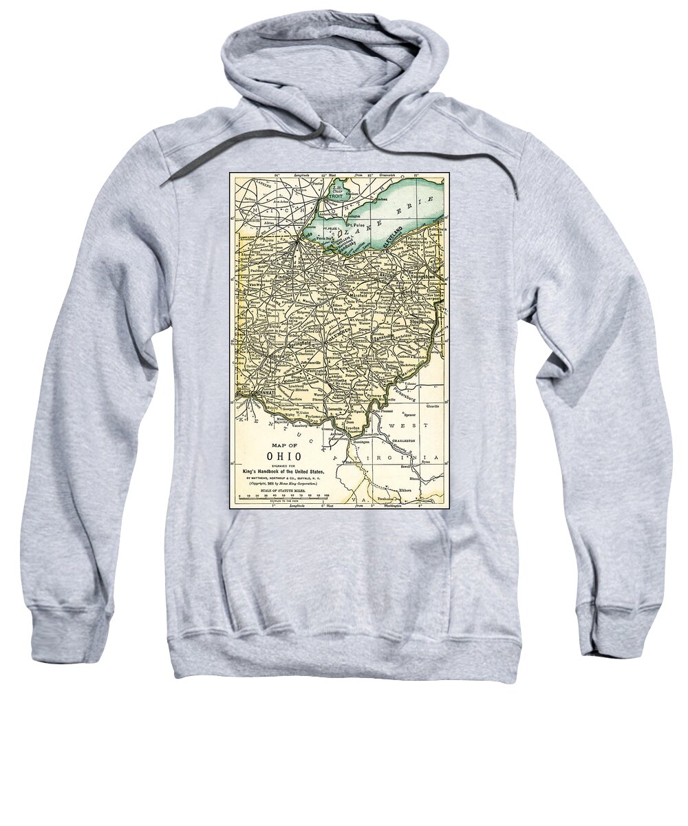 Map Sweatshirt featuring the photograph Ohio Antique Map 1891 by Phil Cardamone