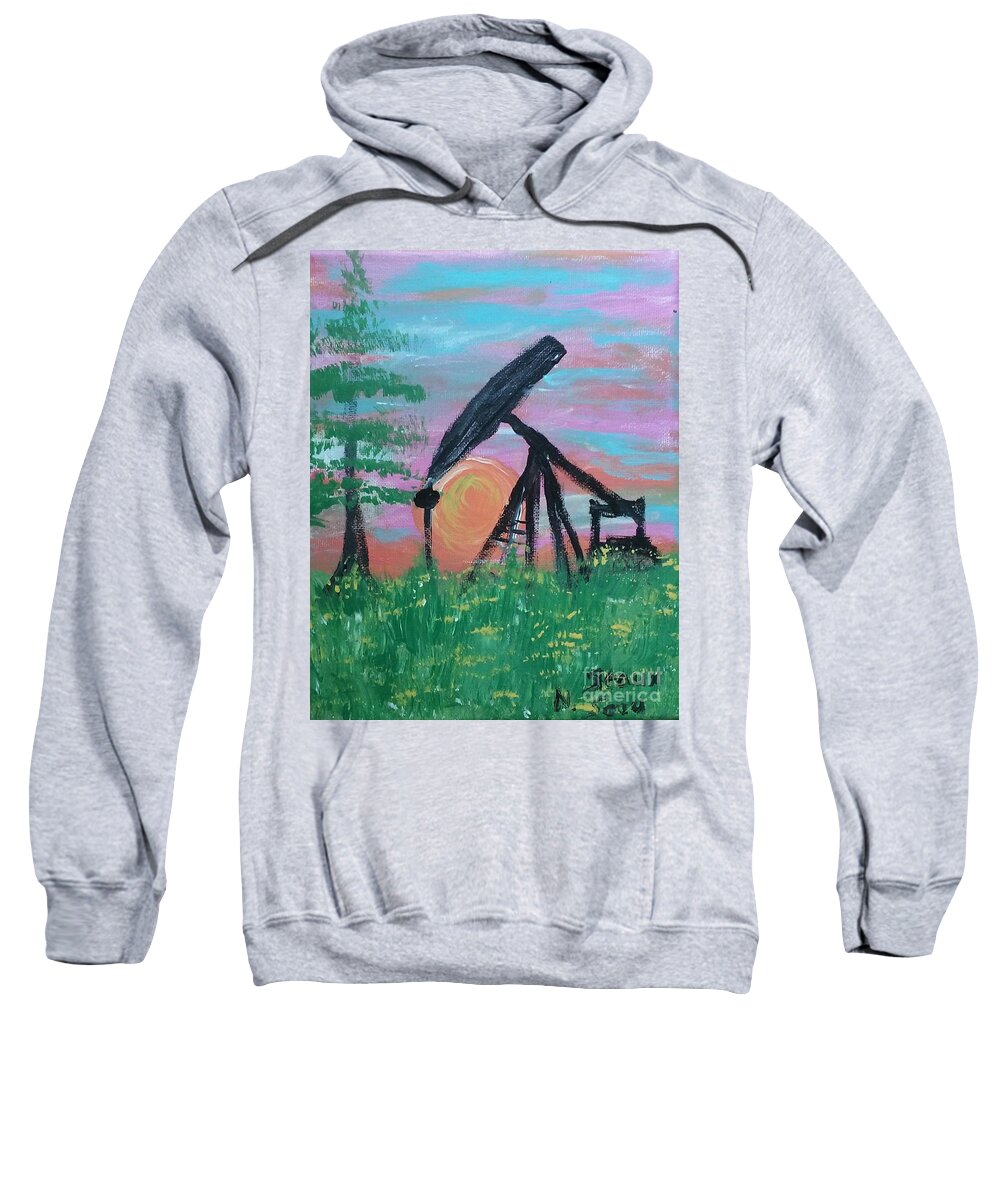 Oil At Sunrise Sweatshirt featuring the painting Oil At Sunrise by Seaux-N-Seau Soileau
