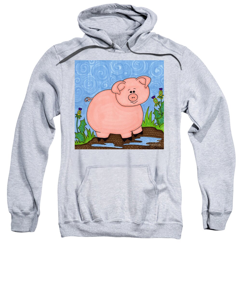 Pig Sweatshirt featuring the painting Oinker by Vicki Baun Barry