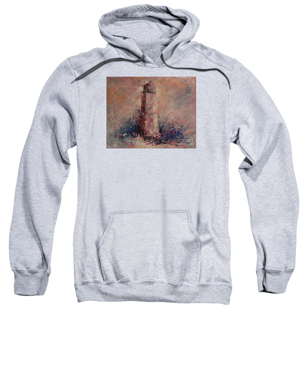 Lighthouse Sweatshirt featuring the painting Old Baldy Lighthouse by Dan Campbell