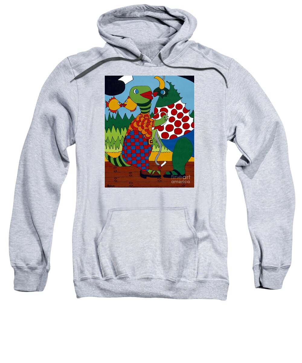 Monsters Sweatshirt featuring the painting Old Folks Dancing by Rojax Art
